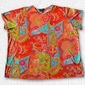 Beautiful Ralph Lauren Shirt Multi Paisley Sz 3X